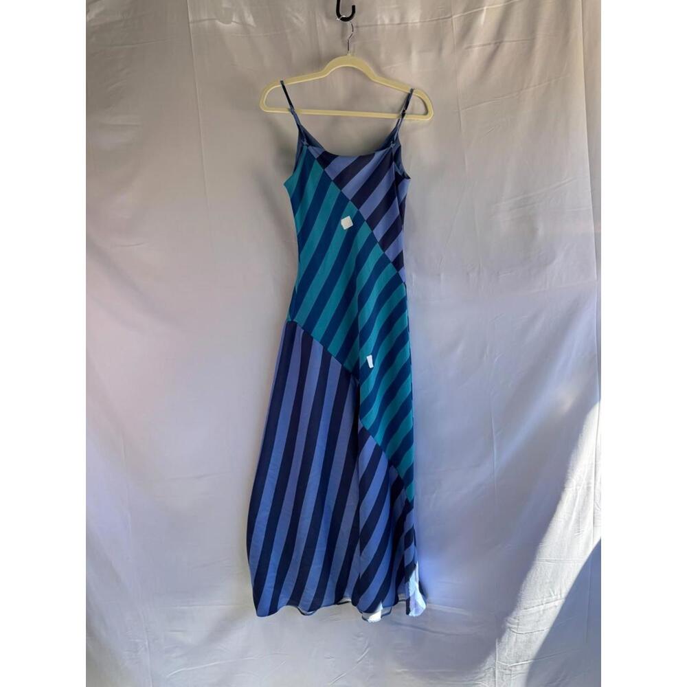 Blue Multi-Stripe V-Neck Slip Maxi Dress - Picture 5 of 10
